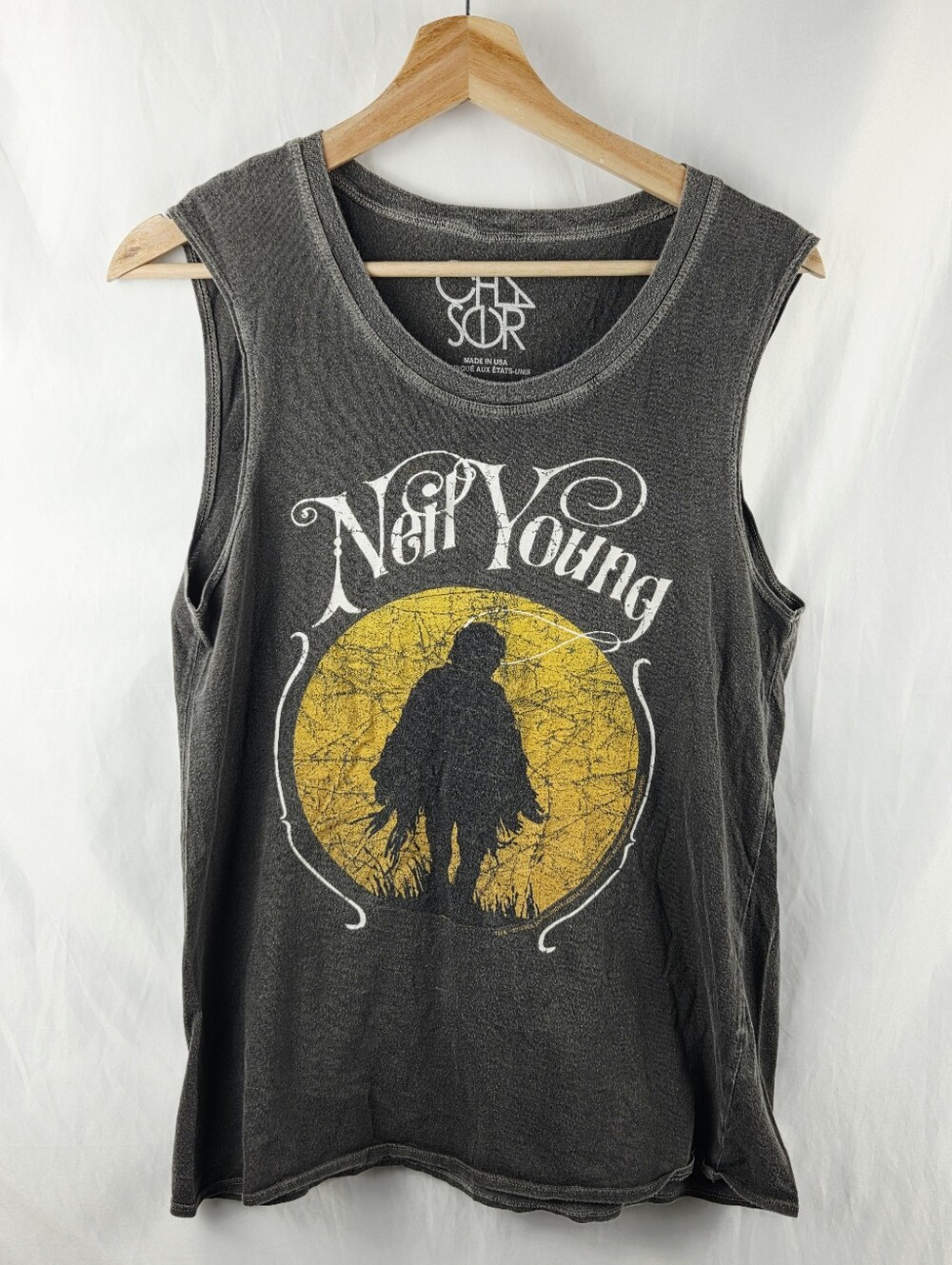 Chaser Neil Young Harvest Moon Graphic Tank Top 100% Organic Cotton Size Small